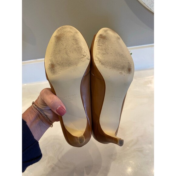 Ann Taylor Pump Heels Size 7.5 Perfect Peep Toe Brown 3 “ Heel Stylish Shoe - Picture 8 of 12